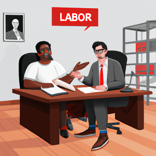 1. עורך דין לעבודה שדן בתיק עם לקוח, הממחיש את היבט הייעוץ והייעוץ בעבודתו